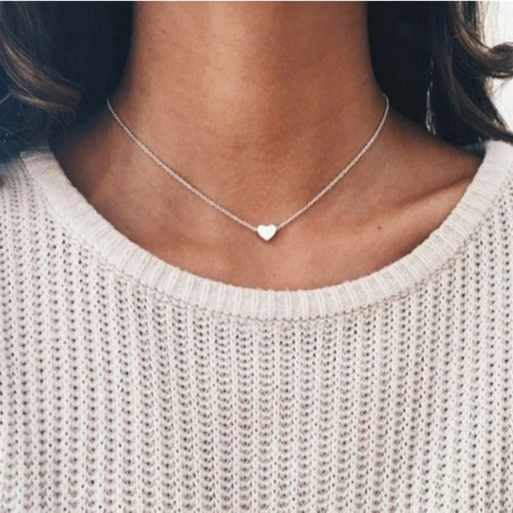 Dainty Simple Heart Choker Necklace